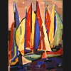 Boote am Kai - Tempera auf Papier - 64x50 cm - 1955 