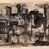Kleines Stadtbild - Aquarell - 16 x 20 cm - 1972 