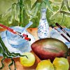 Stilleben mit Stäbchen - Aquarell - 55 x 75 cm - 1996 