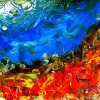 blau über rot - Acryl auf Karton - 30 x 45 cm - 2005