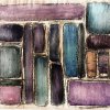 Tarierung verschiedener Teile-III - Kohleskizze-farblasiert - 18x21cm 